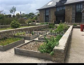 Mur végétal et plante stabilisée à Saint-Malo, Bretagne