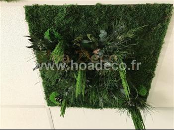 cadre tableau lichen vert citron stabilisé vitrine fond d'ecran Hoa déco atelier design creation mur vegetal stabilisé dalles