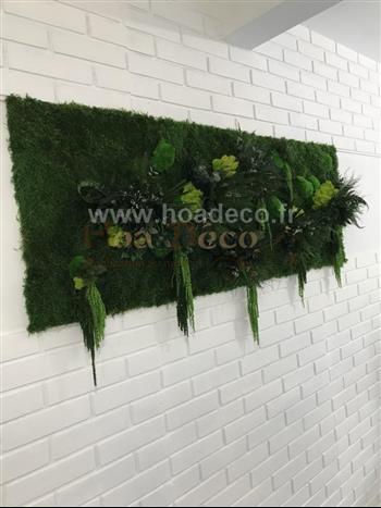 cadre tableau lichen vert citron stabilisé vitrine fond d'ecran Hoa déco atelier design creation mur vegetal stabilisé