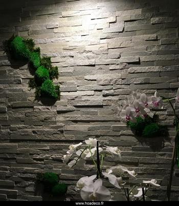 mur stabilisé Green parement pierre Hoa déco végétal