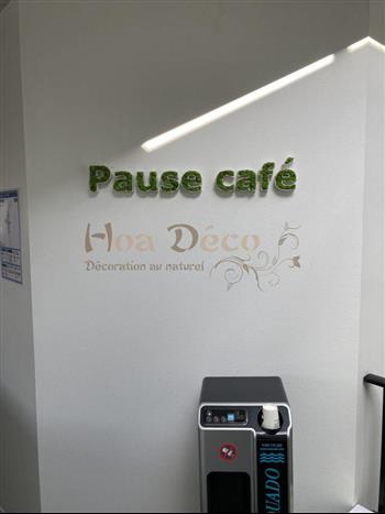 heppner mur vegetal et logo pvc HOA DECO lichen scandinave green wall pause café