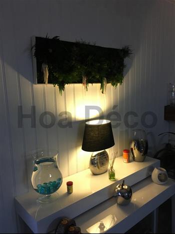 cadre stabilisé lichen Hoa déco mono 22x22cm sur mesure zen spirit green wall tendance mur végétal