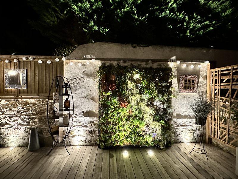 Mur vegetal green wall sphaigne du chili Hoa Déco nocturne eclairage led