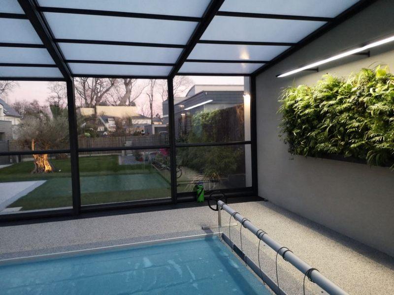 Mur vegetal naturel avec eclairage by Hoa deco piscine mur vegetal
