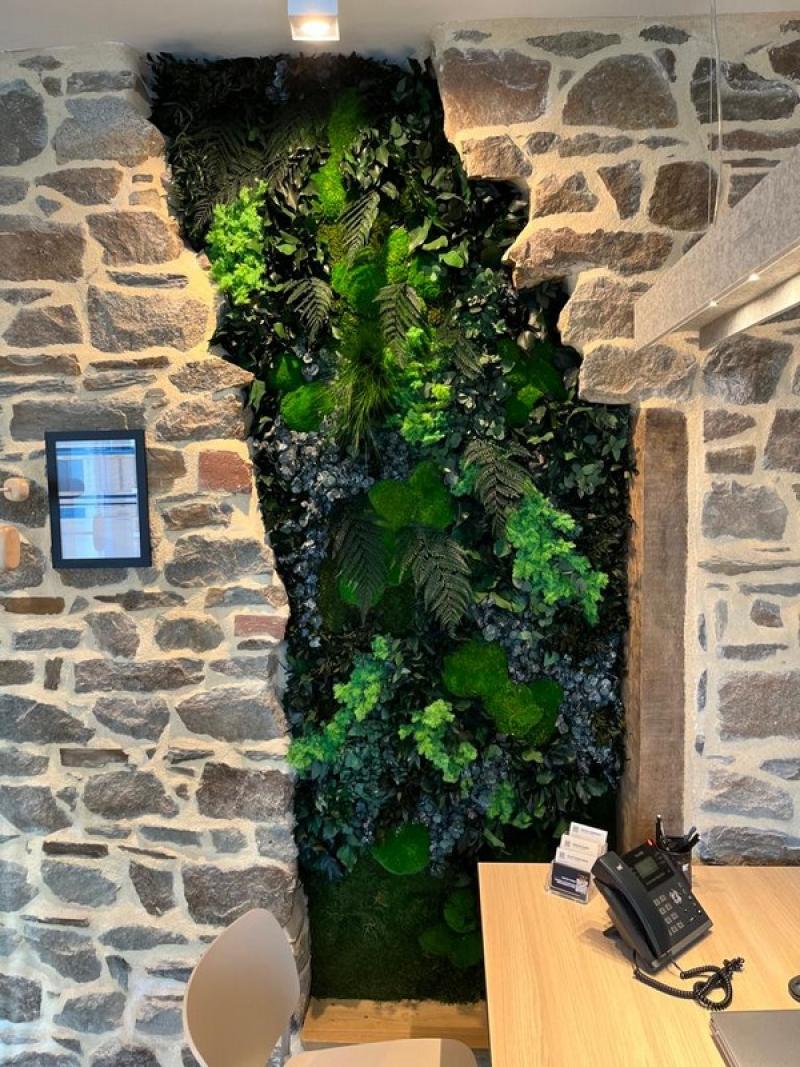 mur vegetal stabilisé intérieur pierres HOA DECO zen spirit green wall.