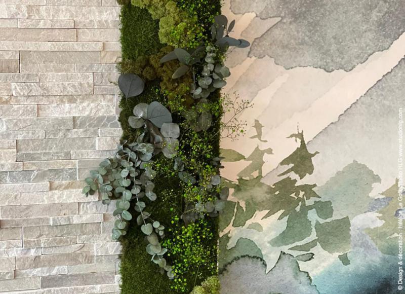 Mur végétal et plante stabilisée à Saint-Malo, Bretagne